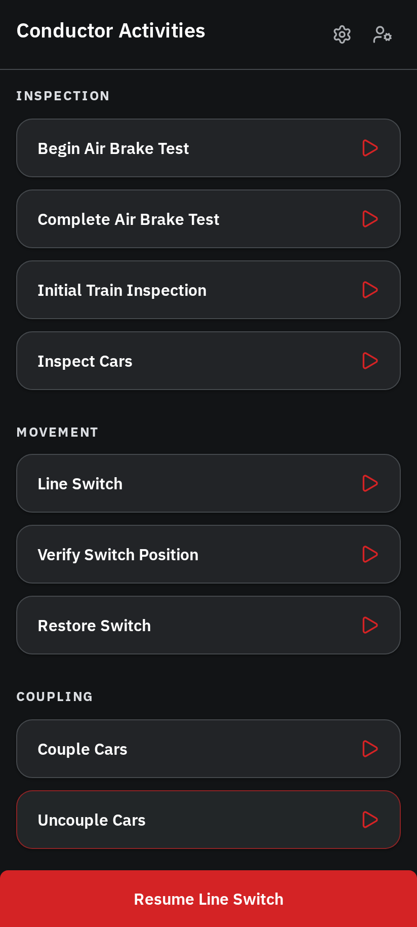 The Activity list with a Resume bar for a set-aside Activity