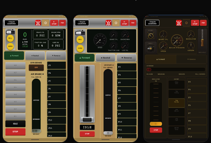 Figure 1.1 — Diesel, Switcher and Steam. The Slider is the fourth style.