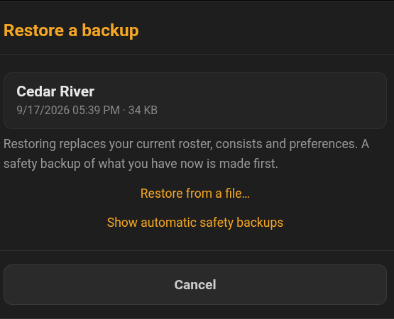 Figure 10.3 — Your backups, ready to pick.