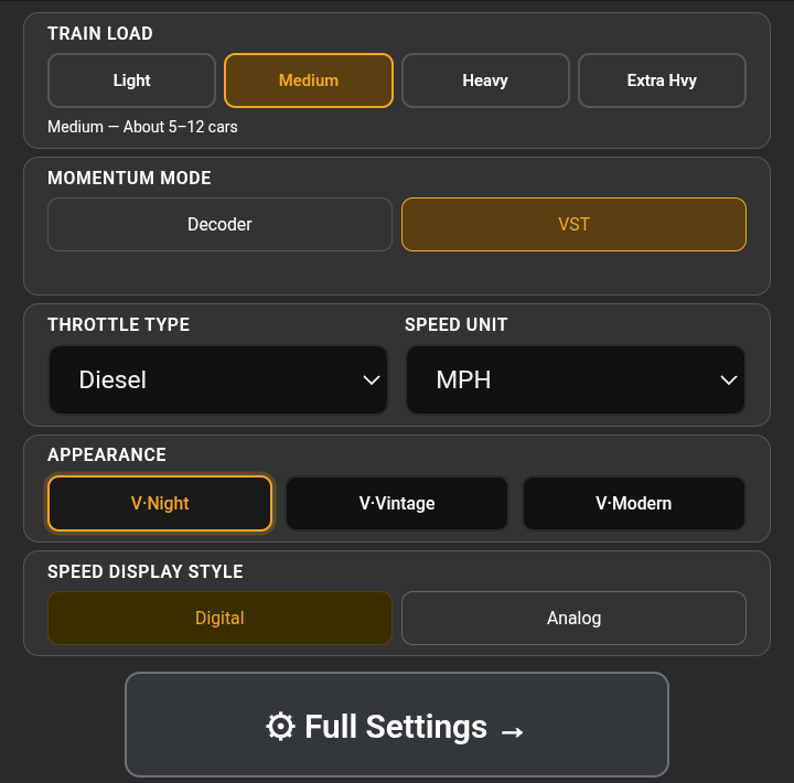 Figure 12.5 — The Diesel throttle's gear panel.