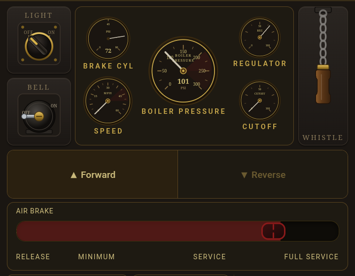 Figure 16.4 — Steam, brake applied, 72 PSI and falling speed.