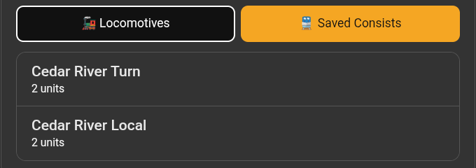 Figure 23.1 — Saved Consists on the acquire panel.