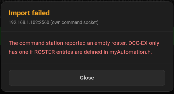 Figure 9.2 — A DCC-EX station with no ROSTER entries. Nothing is changed.